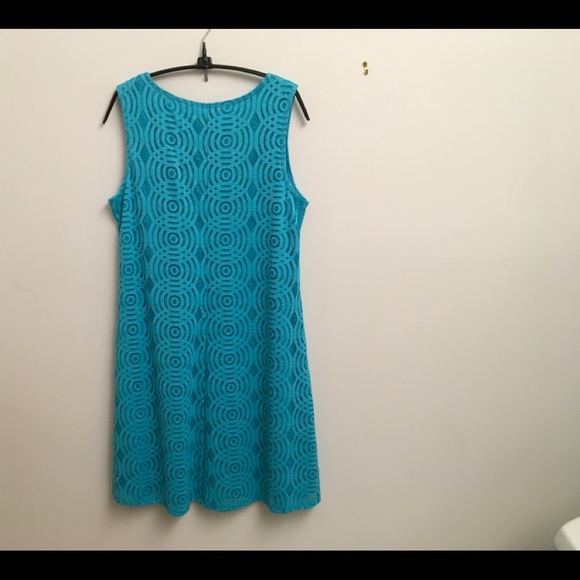 TIANA B. turquoise lace sleeveless A-Line lined dress. Size 10, NWOT - Picture 2 of 5